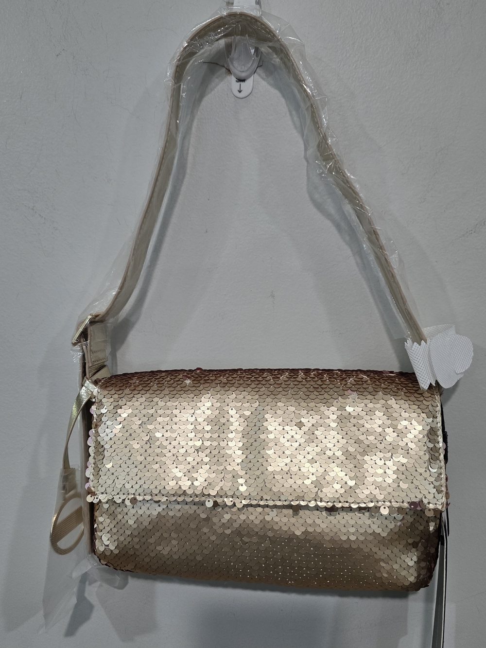 Nicole Miller Rose Gold Sequin Shoulder Bag